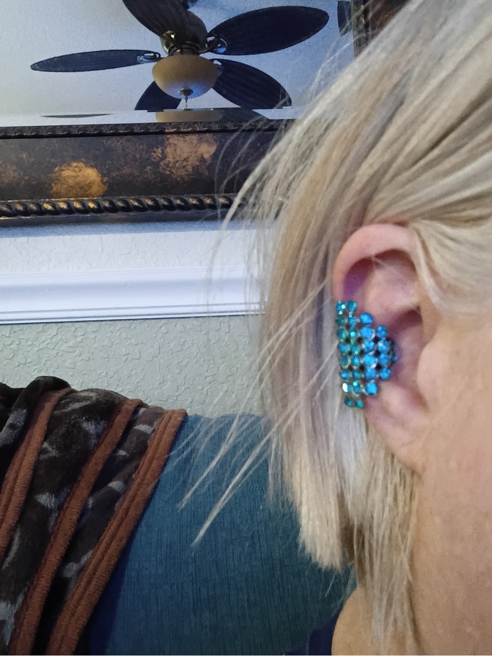 Turquoise Crystal Ear Cuff - Blue Multi-Stone Women’s Jewelry